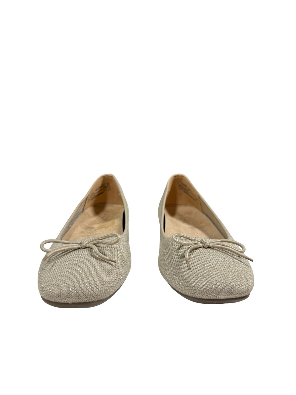 Vionic Klara Knit Ballet Flats Womens Sz 6 oatmeal Shimmer Comfort Orthotic Bow - Picture 2 of 11